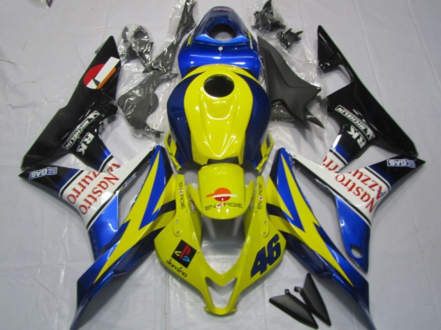Descuento Carenados Moto Honda CBR600RR 2007-2008 - Amarillo Azul Blanco Negro Brillante Nastro Azzurro