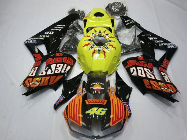 Descuento Carenados Moto Honda CBR600RR 2013-2023 - Amarillo Naranja Negro Brillante Rossi 46