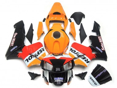 Descuento Carenados Moto Honda CBR600RR 2003-2004 - Naranja Blanco Rojo Negro Brillante One Heart Repsol