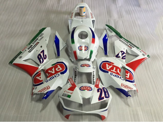 Descuento Carenados Moto Honda CBR600RR 2013-2023 - Blanco Rojo Azul Pata 28