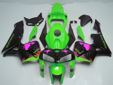 Descuento Carenados Moto Honda CBR600RR 2005-2006 - Rosa Splatter on Verde