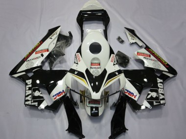 Descuento Carenados Moto Honda CBR600RR 2003-2004 - Blanco Amarillo Negro Brillante HRC Playboy