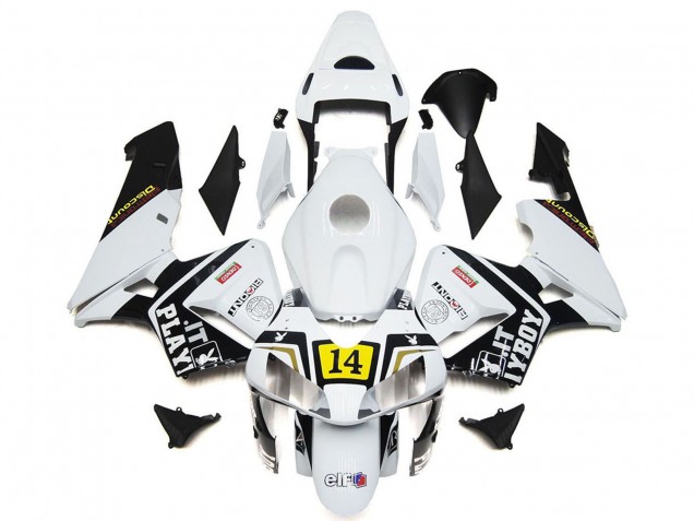 Descuento Carenados Moto Honda CBR600RR 2003-2004 - Blanco Amarillo Negro Brillante Playboy 14