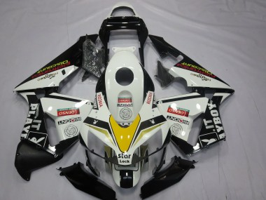 Descuento Carenados Moto Honda CBR600RR 2003-2004 - Blanco Amarillo Negro Brillante Playboy Estilo