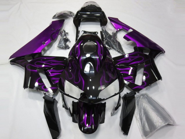 Descuento Carenados Moto Honda CBR600RR 2003-2004 - Negro Brillante Púrpura Llama