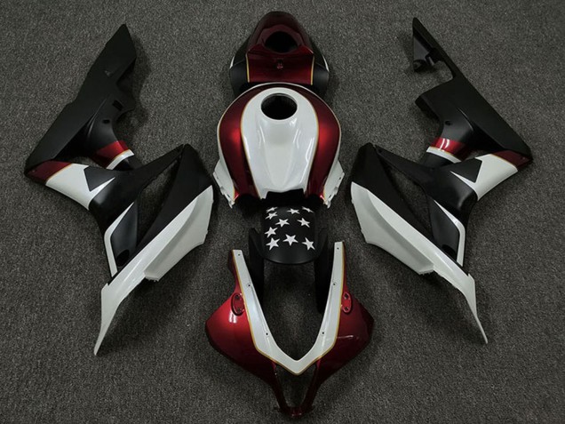 Descuento Carenados Moto Honda CBR600RR 2009-2012 - Blanco Rojo Negro Mate Estrella
