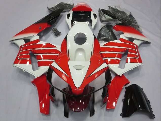Descuento Carenados Moto Honda CBR600RR 2005-2006 - Blanco Rojo Negro Large Raya