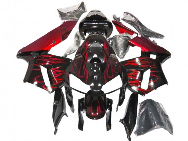 Descuento Carenados Moto Honda CBR600RR 2005-2006 - Negro Brillante Rojo Llama