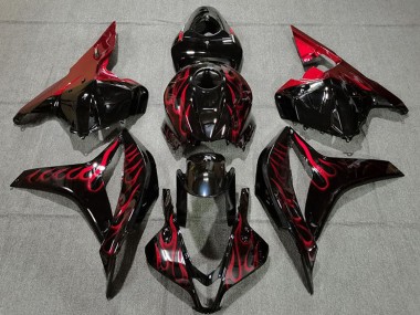 Descuento Carenados Moto Honda CBR600RR 2009-2012 - Negro Brillante Rojo Llama