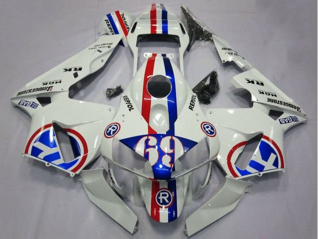 Descuento Carenados Moto Honda CBR600RR 2003-2004 - Blanco Rojo Azul Repsol 69