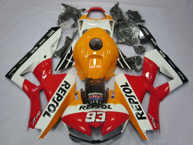 Descuento Carenados Moto Honda CBR600RR 2013-2023 - Naranja Blanco Rojo Negro Brillante Repsol 93