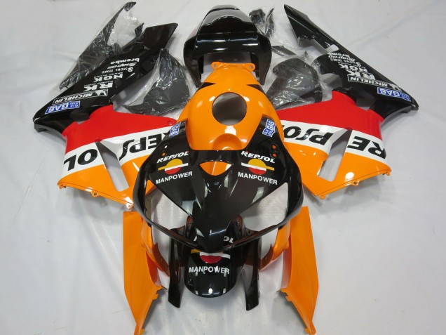 Descuento Carenados Moto Honda CBR600RR 2005-2006 - Naranja Blanco Rojo Negro Brillante Repsol Man Power