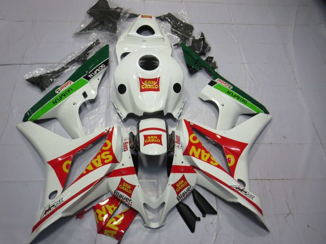 Descuento Carenados Moto Honda CBR600RR 2007-2008 - Blanco Rojo Verde Amarillo San Carlo