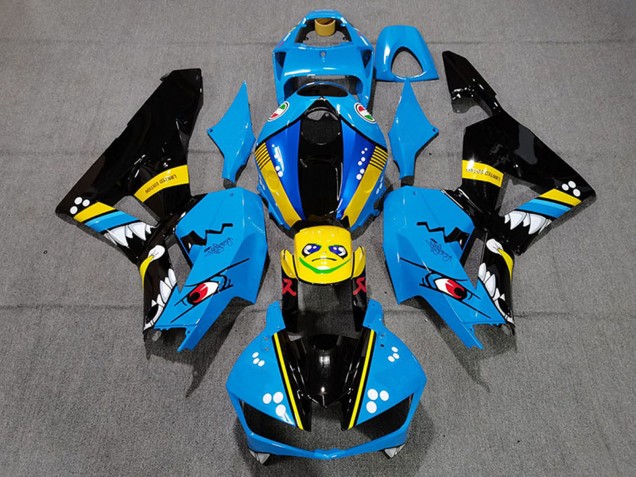Descuento Carenados Moto Honda CBR600RR 2013-2023 - Azul Amarillo Negro Brillante Tiburón