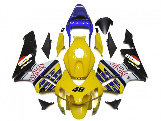 Descuento Carenados Moto Honda CBR600RR 2003-2004 - Amarillo Azul Blanco Negro Brillante Nastro Azzurro 46
