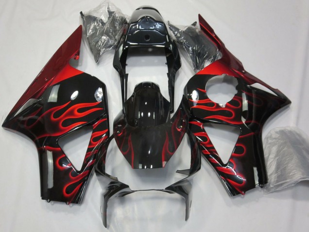 Descuento Carenados Moto Honda CBR954RR 2002-2003 - Negro Brillante Rojo Llama