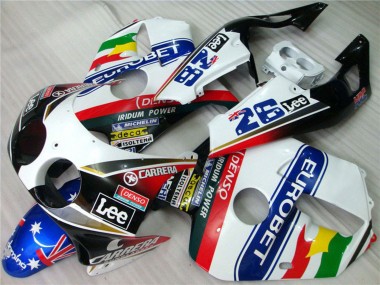 Descuento Carenados Moto Honda CBR250RR 1990-1998 - Blanco Azul Rojo Amarillo Verde Carrera EuroBet Lee