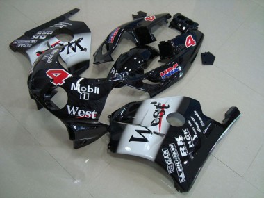 Descuento Carenados Moto Honda CBR250RR 1990-1998 - Negro Brillante Blanco West Mobil