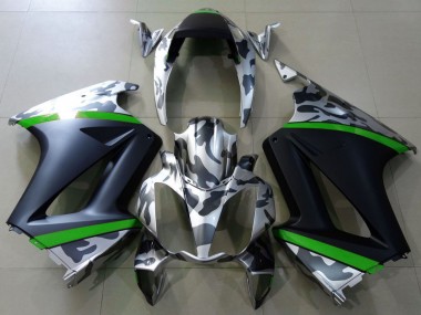 Descuento Carenados Moto Honda VFR 800 2002-2013 - Gris Camouflage Verde Negro Mate