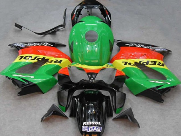 Descuento Carenados Moto Honda VFR 800 2002-2013 - Verde Amarillo Rojo Negro Repsol