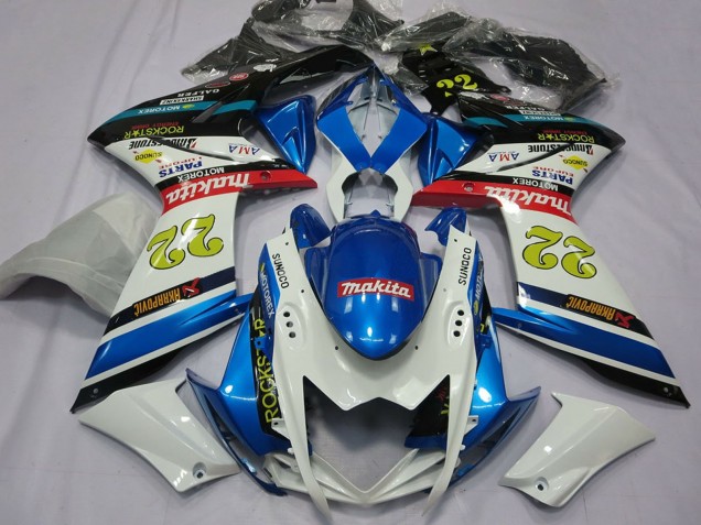 Descuento Carenados Moto Suzuki GSXR 1000 2007-2008 - Blanco Azul Rojo Negro Motul 22
