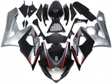 Descuento Carenados Moto Suzuki GSXR 1000 2005-2006 - Negro Brillante Plata Rojo