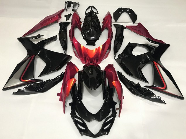 Descuento Carenado Moto Suzuki GSXR 1000 2009-2016 - Negro Brillante Rojo