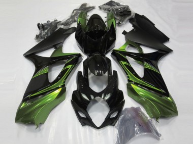 Descuento Carenados Moto Suzuki GSXR 1000 2007-2008 - Negro Brillante Verde
