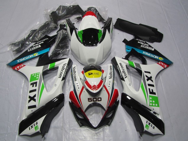 Descuento Carenados Moto Suzuki GSXR 1000 2007-2008 - Blanco Azul Verde Amarillo Rojo Fixi 500
