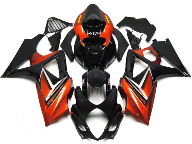 Descuento Carenados Moto Suzuki GSXR 1000 2007-2008 - Negro Brillante Naranja