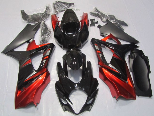 Descuento Carenados Moto Suzuki GSXR 1000 2007-2008 - Negro Brillante Rojo
