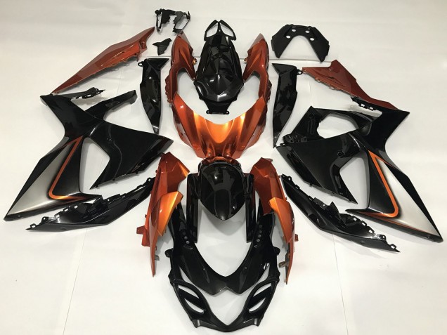 Descuento Carenados Moto Suzuki GSXR 1000 2009-2016 - Negro Brillante Shiny Naranja