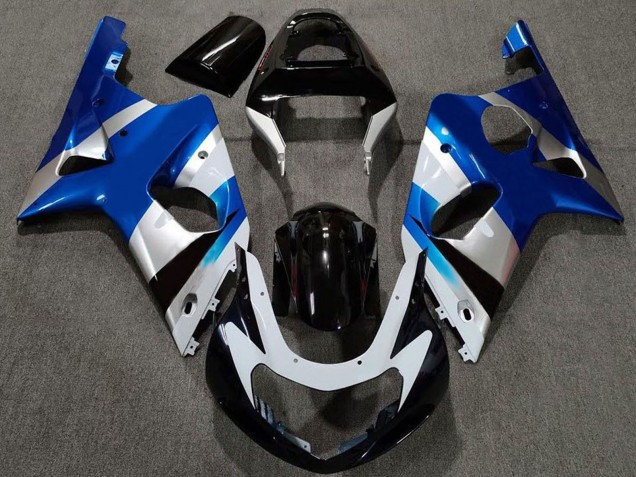 Descuento Carenados Moto Suzuki GSXR 1000 2000-2002 - Azul Plata Negro Brillante OEM Estilo