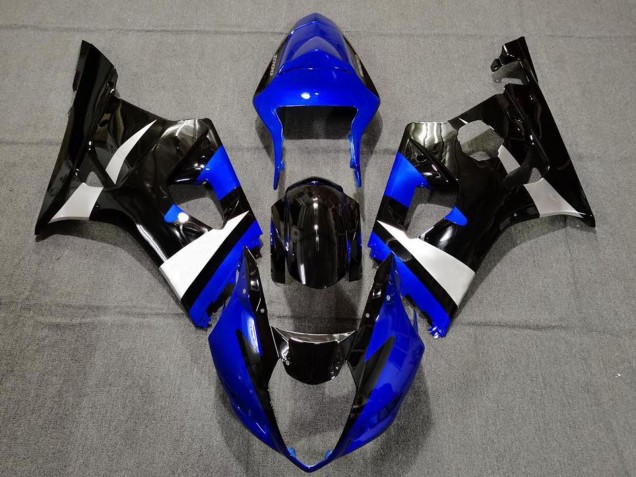 Descuento Carenados Moto Suzuki GSXR 1000 2003-2004 - Azul Blanco Negro Brillante
