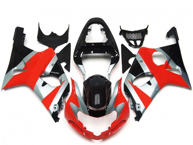 Descuento Carenados Moto Suzuki GSXR 1000 2000-2002 - Plata Rojo Negro Brillante OEM Estilo