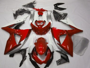 Descuento Carenados Moto Suzuki GSXR 1000 2009-2016 - Blanco Plata Rojo
