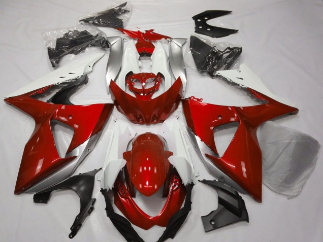 Descuento Carenados Moto Suzuki GSXR 1000 2009-2016 - Blanco Plata Rojo