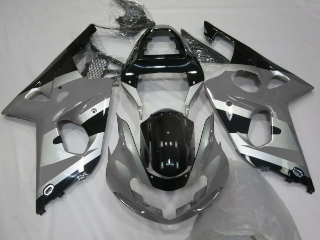 Descuento Carenados Moto Suzuki GSXR 1000 2000-2002 - Gris Plata Negro Brillante OEM Estilo