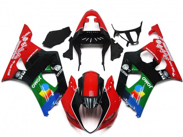 Descuento Carenados Moto Suzuki GSXR 1000 2003-2004 - Rojo Negro Verde JOMO