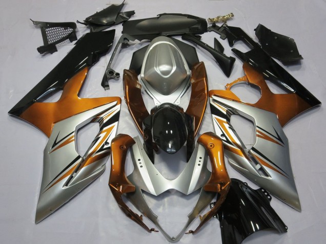 Descuento Carenados Moto Suzuki GSXR 1000 2005-2006 - Naranja Plata Negro Brillante