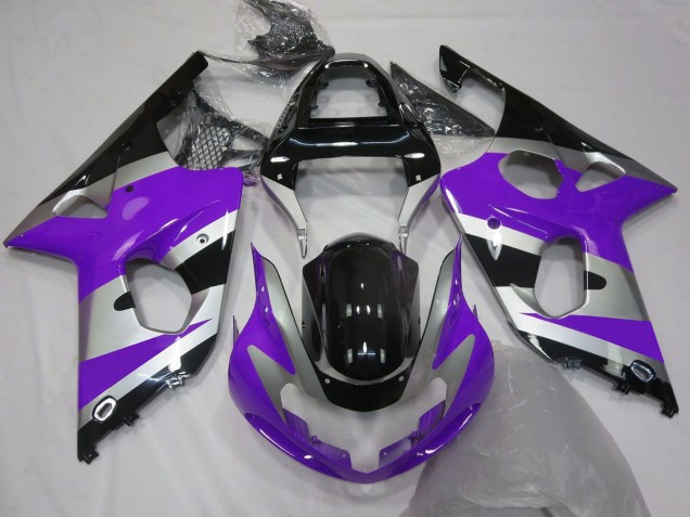Descuento Carenados Moto Suzuki GSXR 1000 2000-2002 - Púrpura Plata Negro Brillante OEM Estilo
