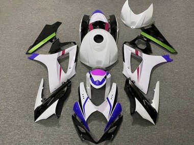 Descuento Carenados Moto Suzuki GSXR 1000 2007-2008 - Blanco Azul Verde Negro Carrera