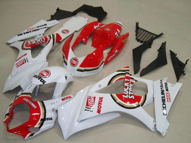 Descuento Carenados Moto Suzuki GSXR 1000 2007-2008 - Blanco Rojo Lucky Strike