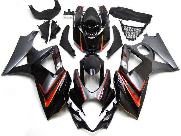 Descuento Carenados Moto Suzuki GSXR 1000 2007-2008 - Negro Brillante Rojo Plata