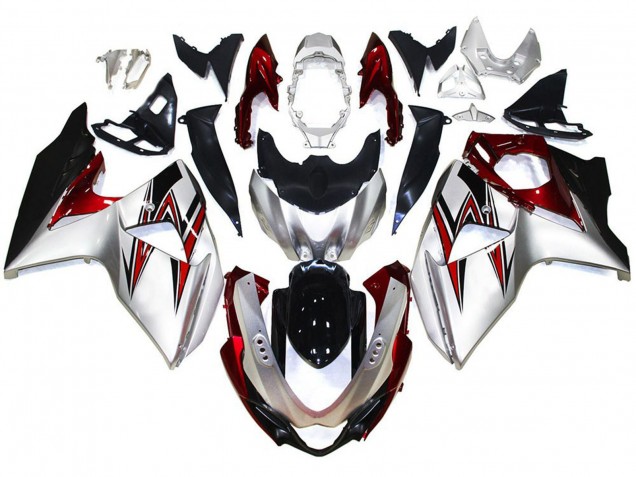 Descuento Carenados Moto Suzuki GSXR 1000 2009-2016 - Plata Rojo Negro