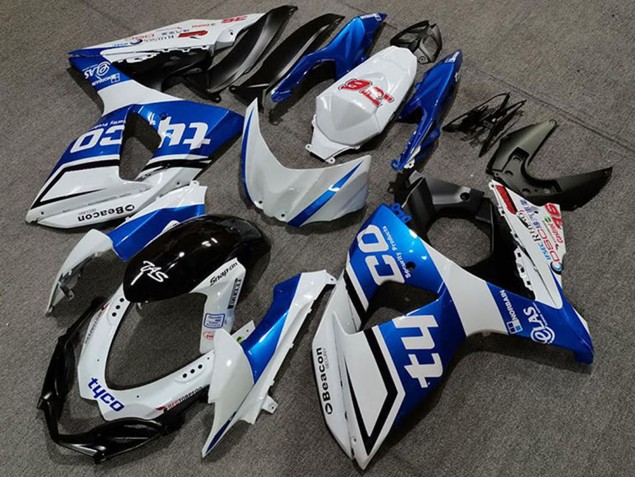 Descuento Carenados Moto Suzuki GSXR 1000 2009-2016 - Blanco Azul Negro Tyco