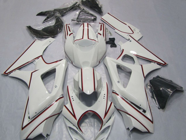 Descuento Carenados Moto Suzuki GSXR 1000 2007-2008 - Blanco Rojo Pinstripe
