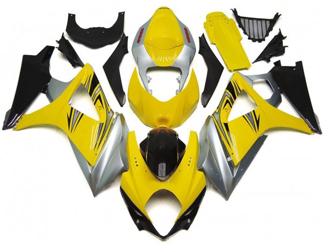 Descuento Carenados Moto Suzuki GSXR 1000 2007-2008 - Amarillo Plata Negro OEM Estilo