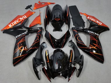 Descuento Carenados Moto Suzuki GSXR 600 / GSXR 750 2006-2007 - Negro Brillante Naranja Bacardi