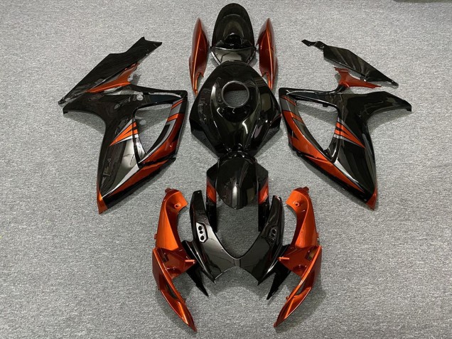 Descuento Carenados Moto Suzuki GSXR 600 / GSXR 750 2006-2007 - Negro Brillante Naranja